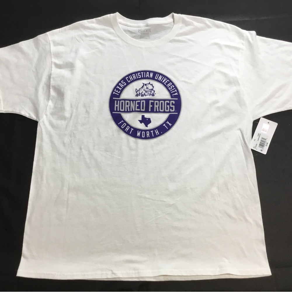 Texas Christian University Horned Frogs White Logo T-Shirt SZ 2XL